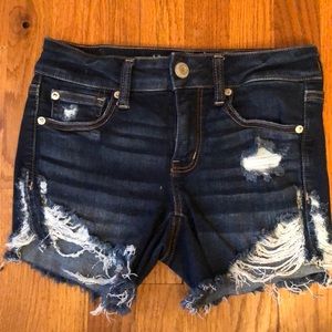 AE AMERICAN EAGLE DENIM JEAN SHORTS DESTROYED SZ 4